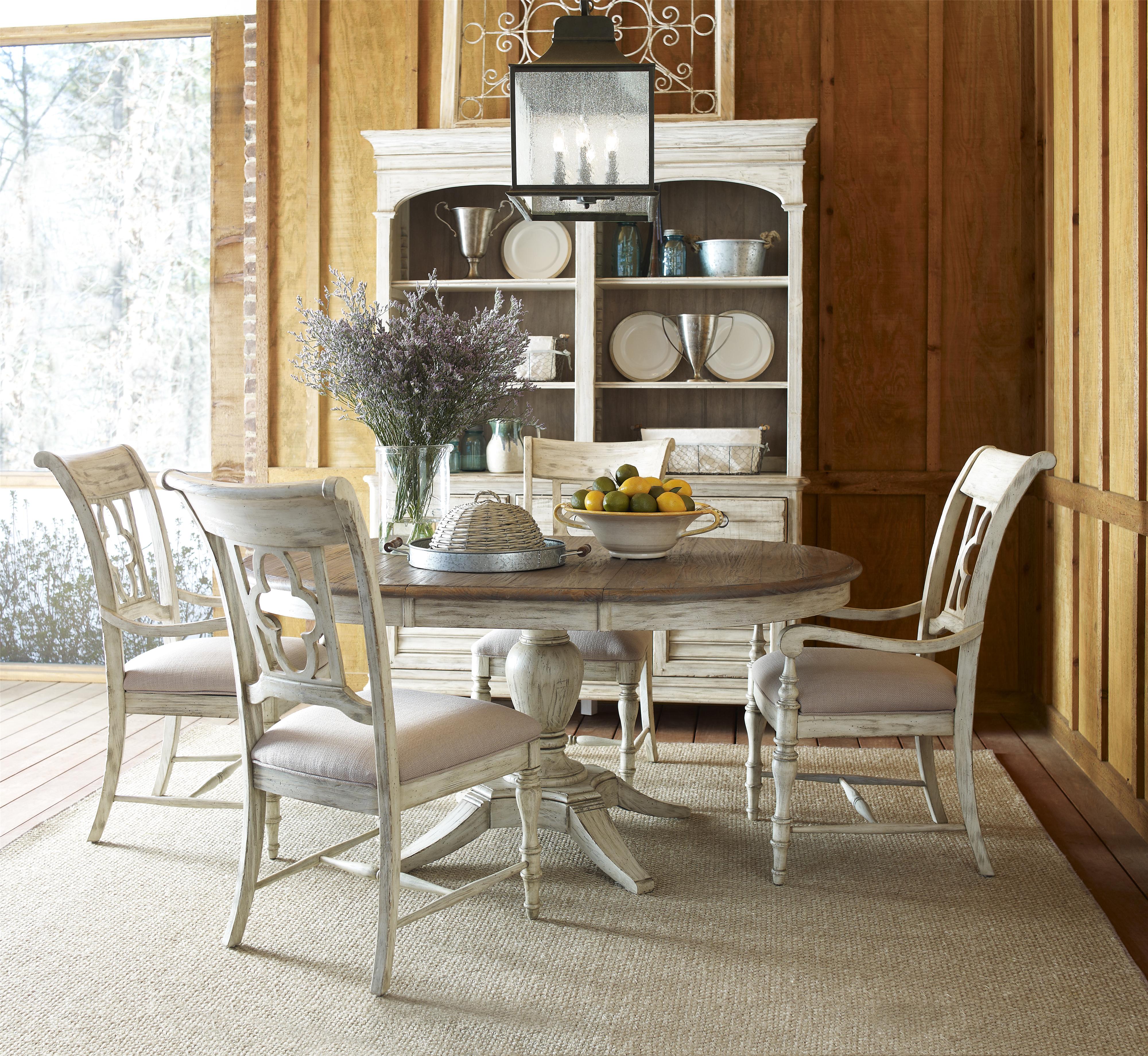 Kincaid Furniture Weatherford 756819139 Milford Round Dining Table Package with Pedestal Base ...